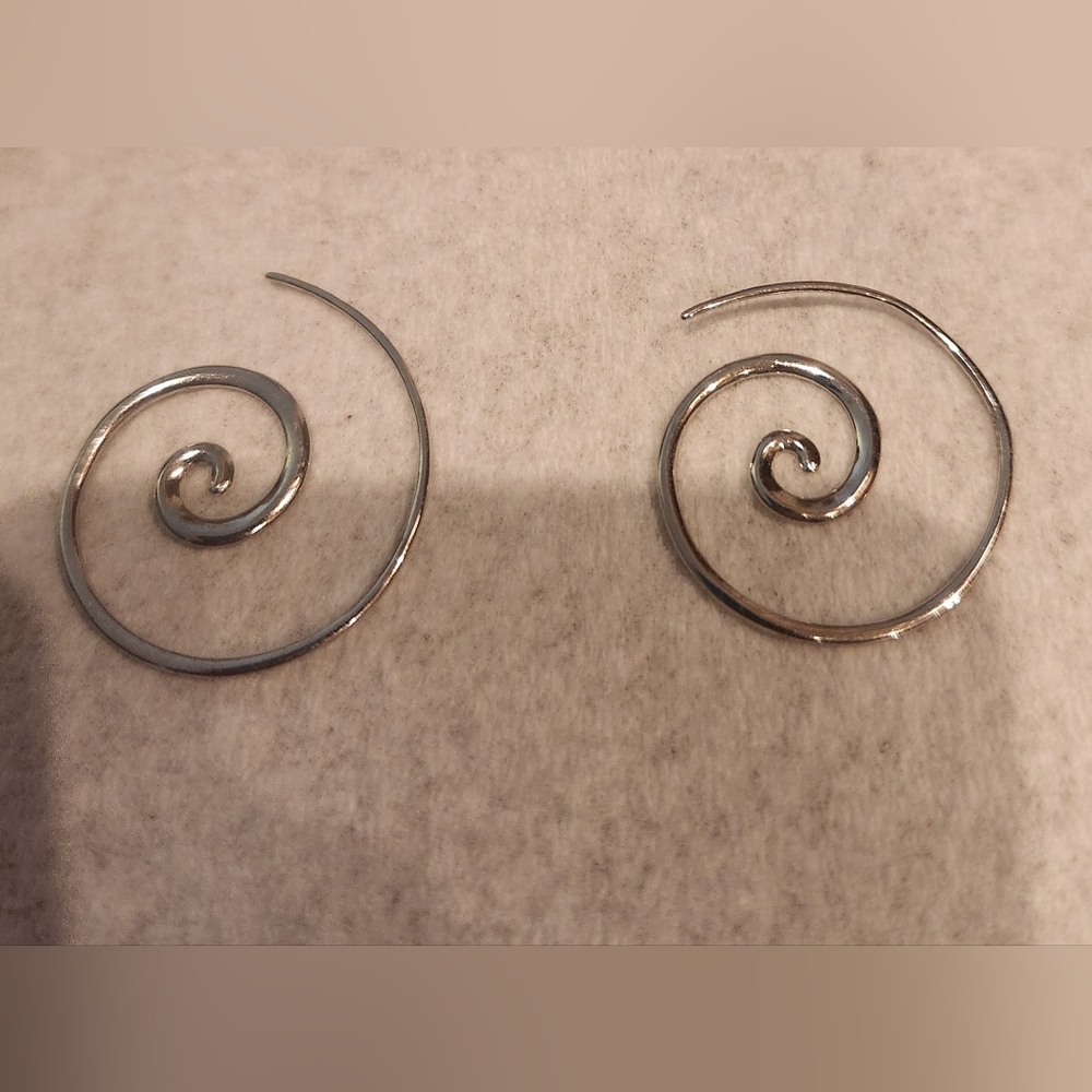 Sterling Silver Minimalist Threader Hoops - Picture 2 of 4